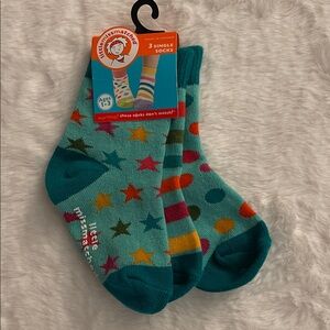 Little Missmatched Teal Kids Socks with Colorful Stars & Dots